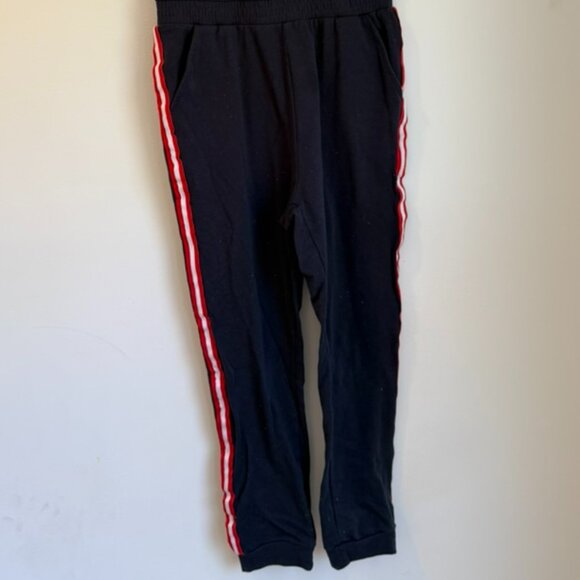 Kids Navy Sweatsuit Jumpsuit with Red and White Accent Stripes Kids Size 12 - Picture 2 of 3